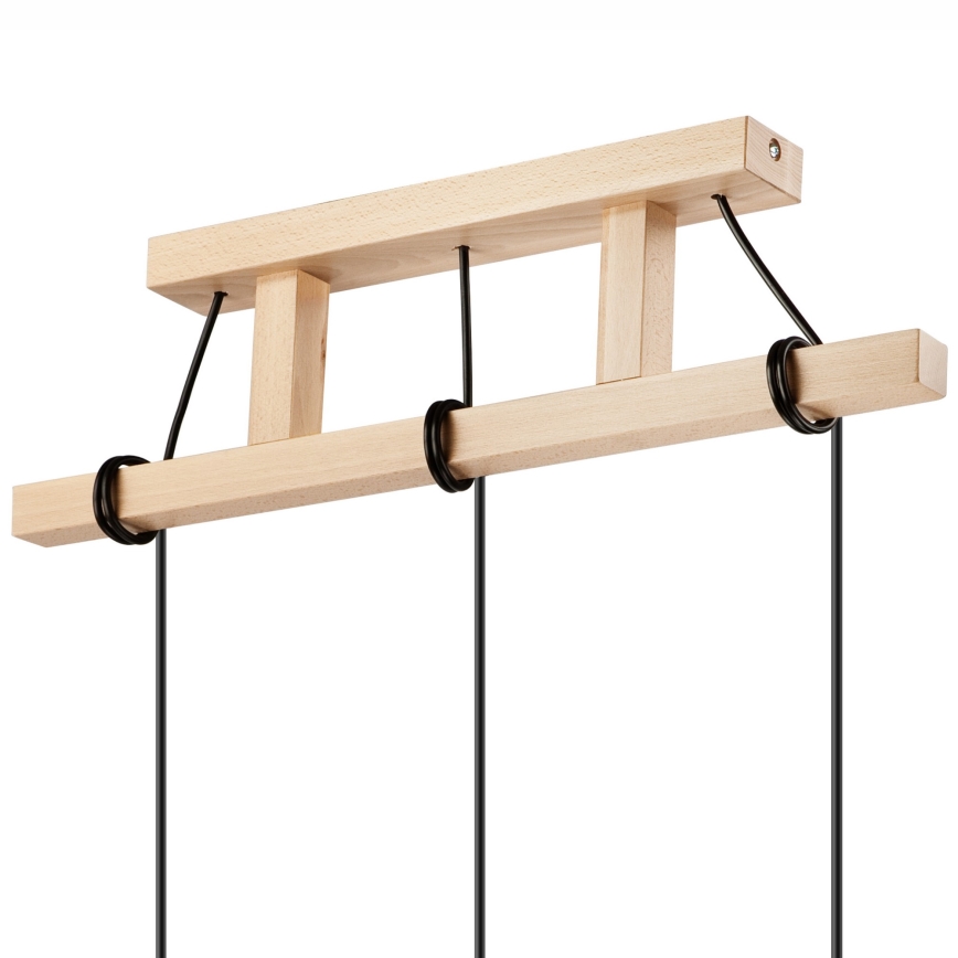 Hanglamp aan kabel LEON 3xE27/60W/230V beuken