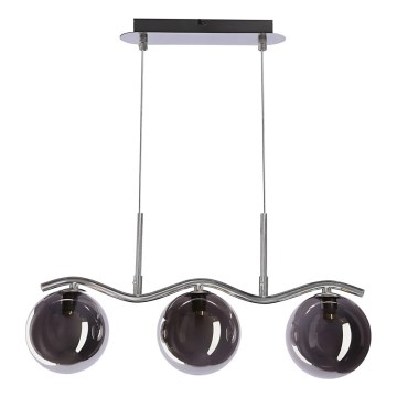Hanglamp LUMOS 3xG9/20W/230V rookzwart