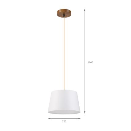 Hanglamp met kabel AIDA 1x E27/60W/230V Ø 25 cm eiken/bruin/wit