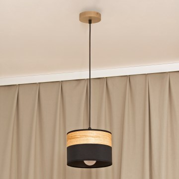 Hanglamp met kabel ALBA 1xE27/15W/230V Ø 20 cm zwart/bruin