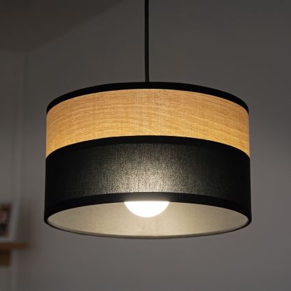 Hanglamp met kabel ALBA 1xE27/15W/230V Ø 20 cm zwart/bruin