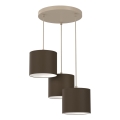 Hanglamp met kabel ARDEN 3xE27/15W/230V Ø 30 cm beige/bruin