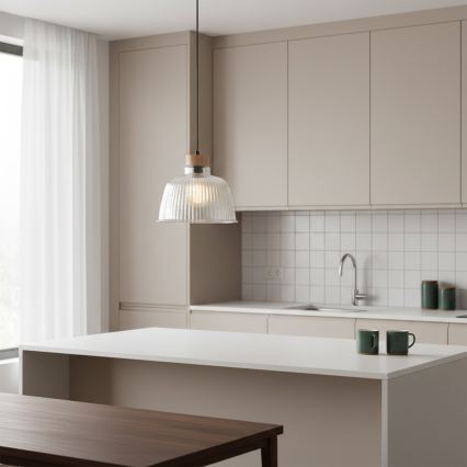 Hanglamp met kabel ASTA 1xE27/60W/230V, diam. 28 cm, eiken