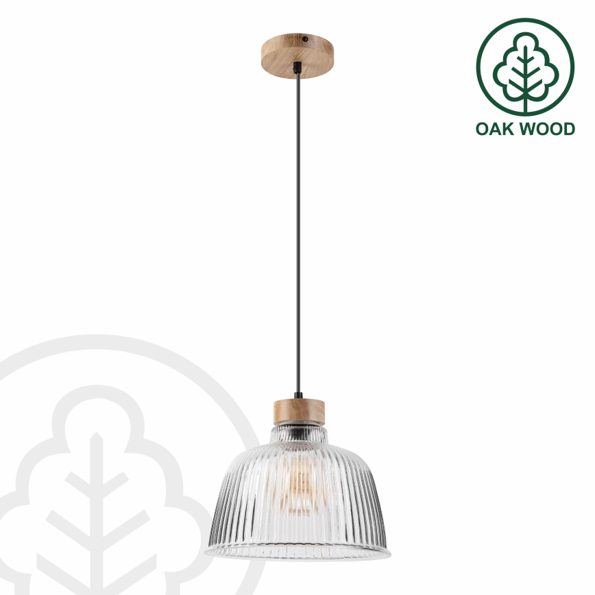 Hanglamp met kabel ASTA 1xE27/60W/230V, diam. 28 cm, eiken