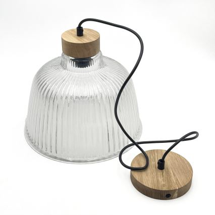 Hanglamp met kabel ASTA 1xE27/60W/230V, diam. 28 cm, eiken