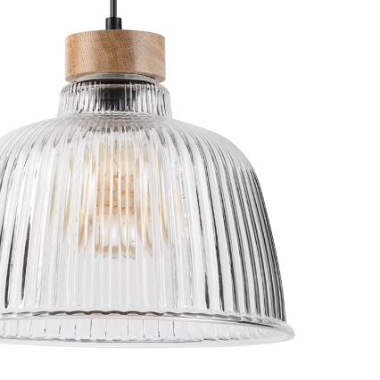 Hanglamp met kabel ASTA 1xE27/60W/230V, diam. 28 cm, eiken