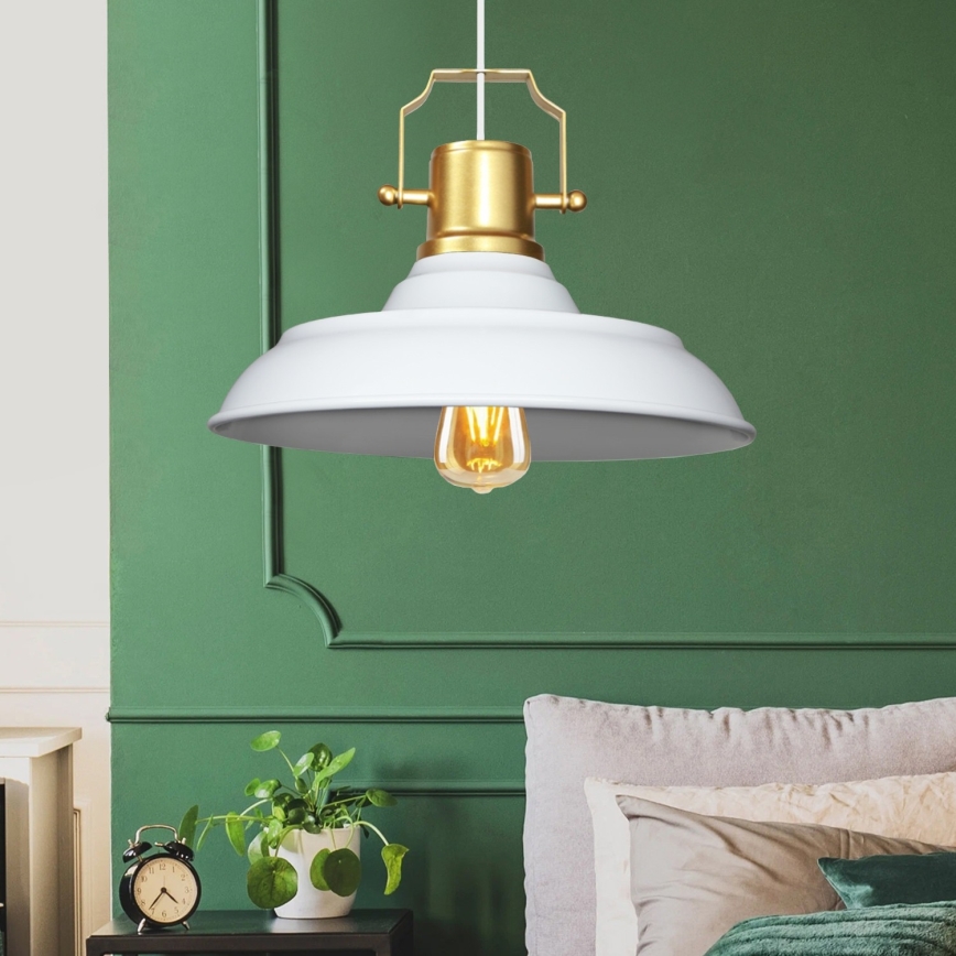 Hanglamp met kabel AYD 1xE27/40W/230V wit/goud