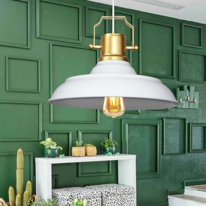 Hanglamp met kabel AYD 1xE27/40W/230V wit/goud