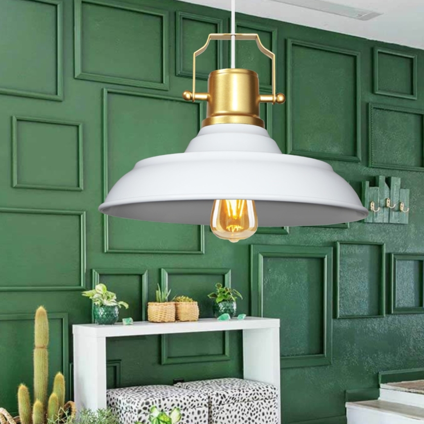 Hanglamp met kabel AYD 1xE27/40W/230V wit/goud