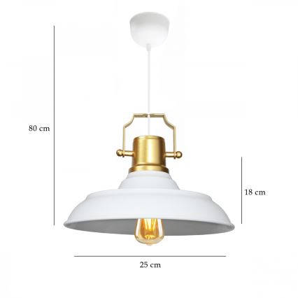 Hanglamp met kabel AYD 1xE27/40W/230V wit/goud