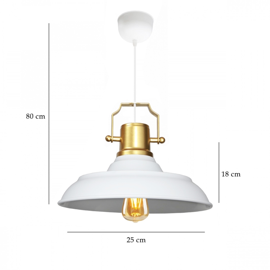 Hanglamp met kabel AYD 1xE27/40W/230V wit/goud