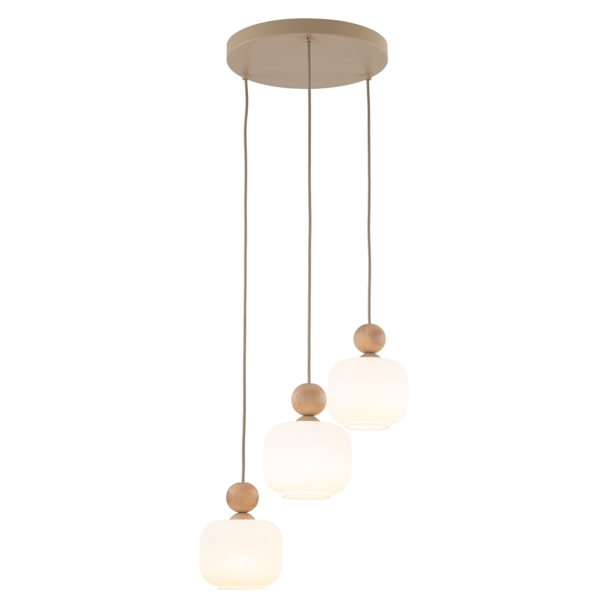 Hanglamp met kabel BALLO 3x E14/10W/230V beige