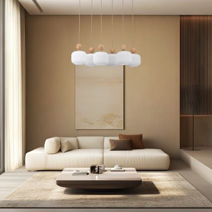Hanglamp met kabel BALLO 6xE14/10W/230V beige