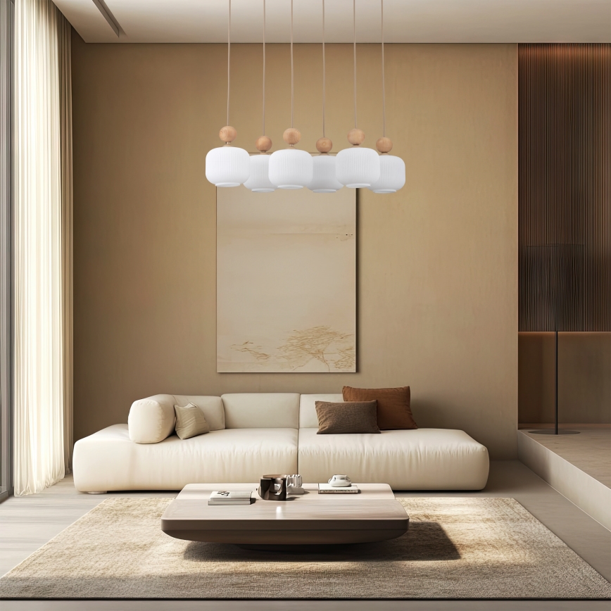 Hanglamp met kabel BALLO 6xE14/10W/230V beige