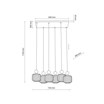 Hanglamp met kabel BALLO 6xE14/10W/230V beige