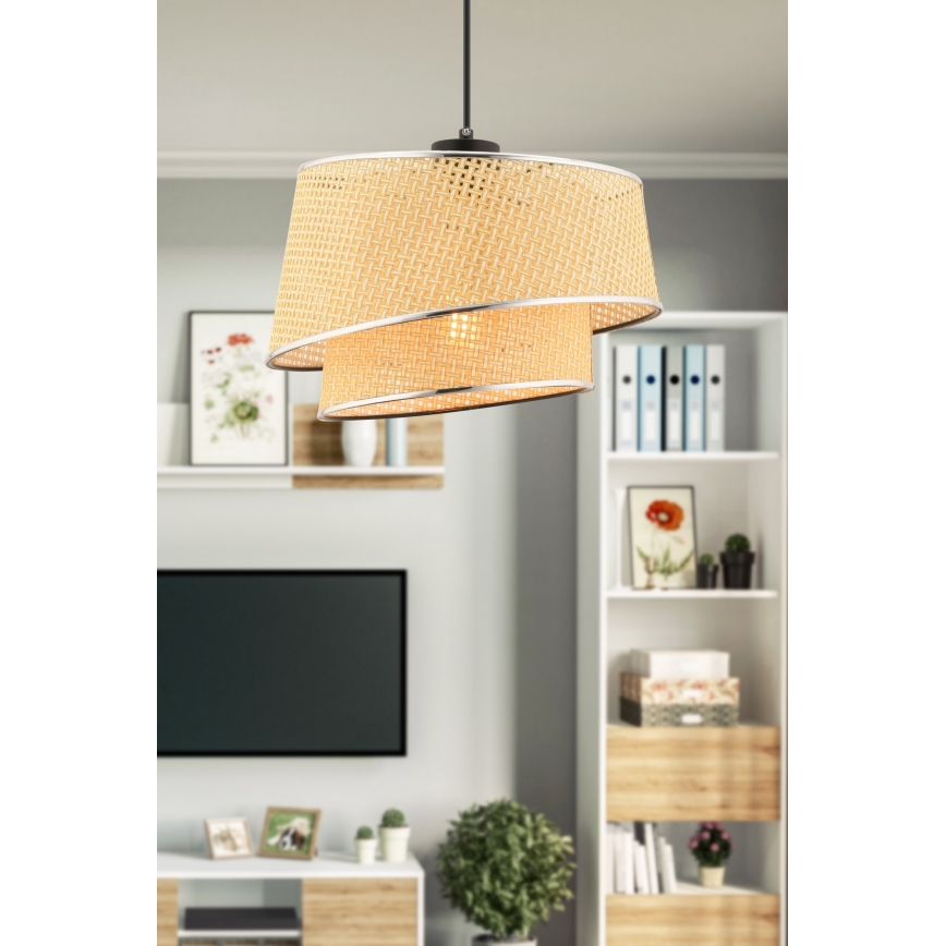 Hanglamp met kabel BARETTE 1xE27/60W/230V beige/glanzend chroom