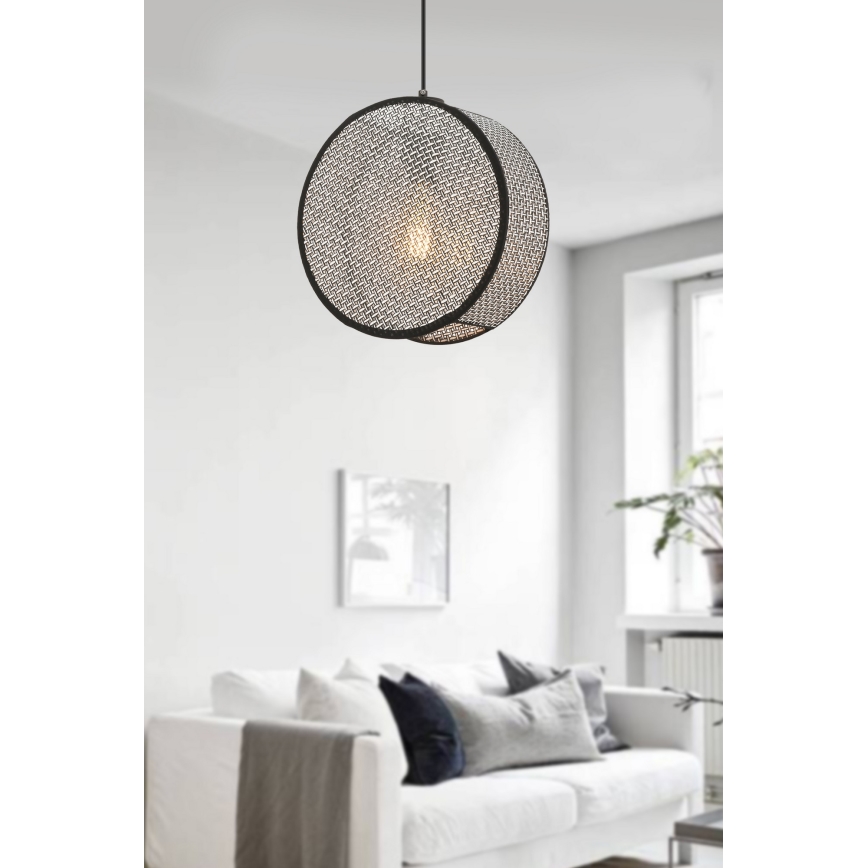 Hanglamp met kabel BIG DRUM 1xE27/60W/230V grijs/zwart