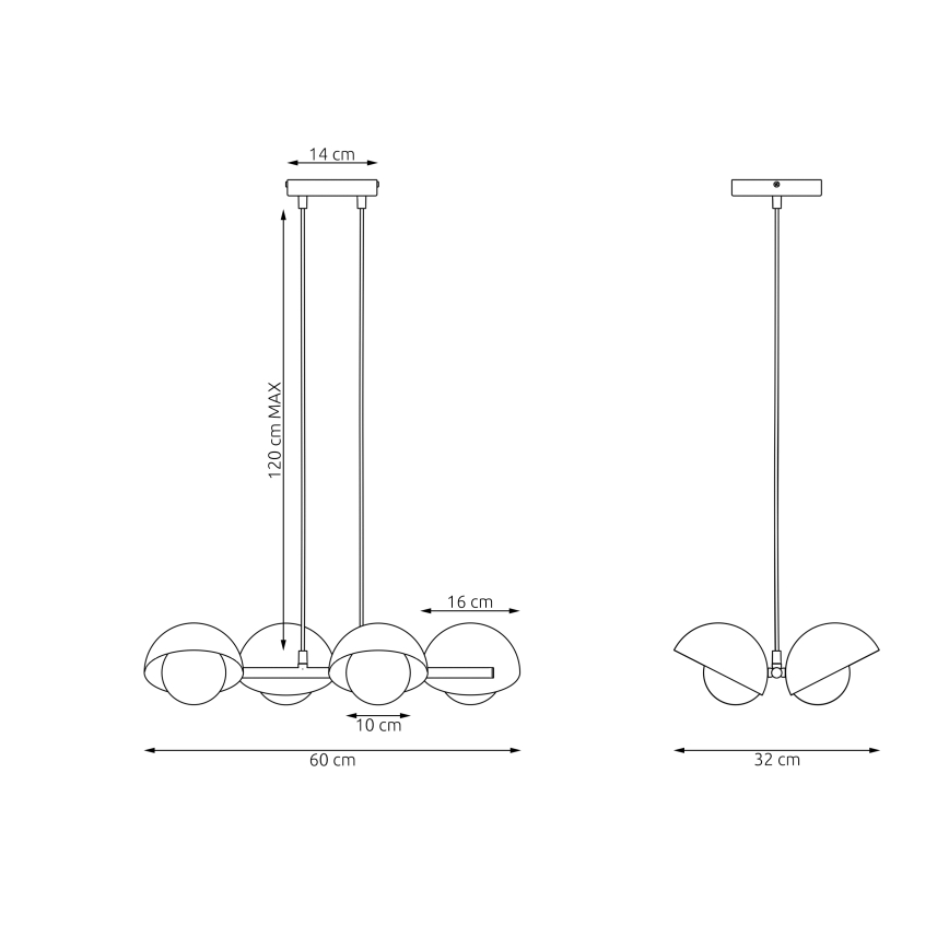 Hanglamp met kabel BOOM 4xG9/8W/230V zwart
