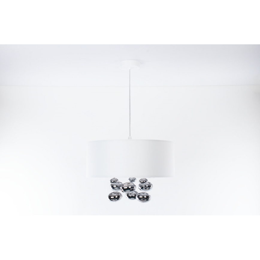 Hanglamp met kabel BUBBLE 1xE27/60W/230V Ø 50 cm wit