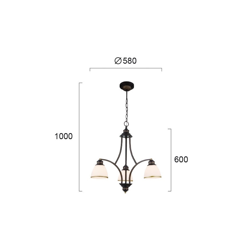 Hanglamp met kabel CLAIR 3xE27/60W/230V Ø 58 cm bronskleurig