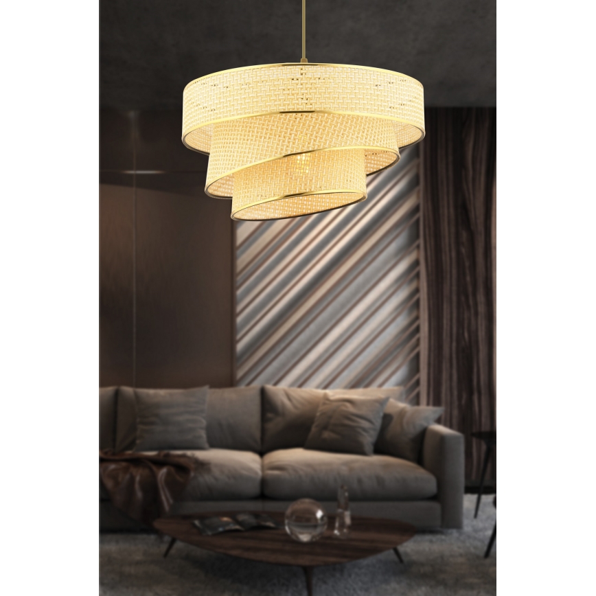 Hanglamp met kabel COUPER 1xE27/60W/230V beige/goud