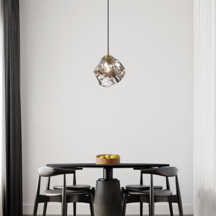 Hanglamp met kabel CRISTAL 1xE14/15W/230V messing/rookzwart