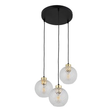 Hanglamp met kabel DEVON 3xE27/15W/230V zwart/helder