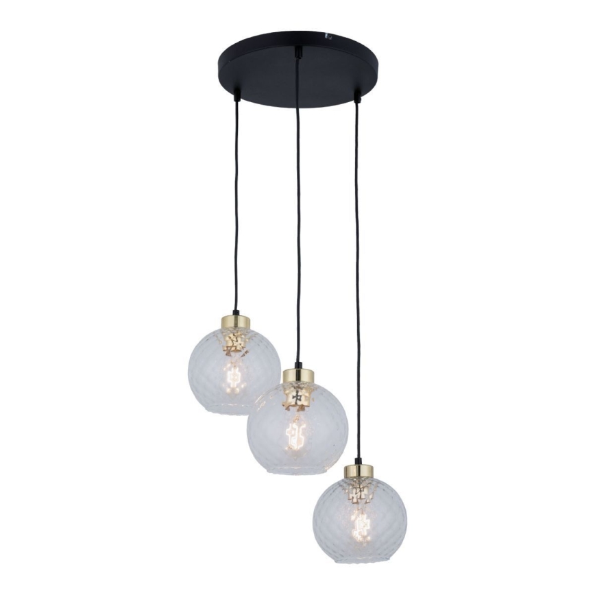 Hanglamp met kabel DEVON 3xE27/15W/230V zwart/helder