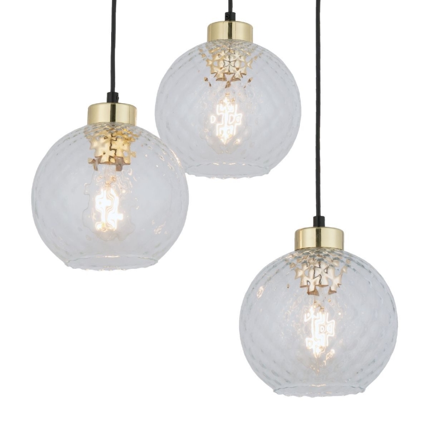 Hanglamp met kabel DEVON 3xE27/15W/230V zwart/helder