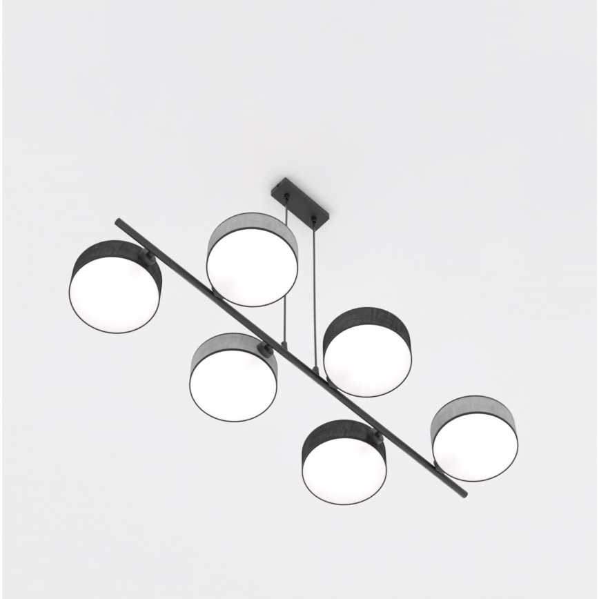 Hanglamp met kabel DRUMZ 6xE14/10W/230V zwart/grijs