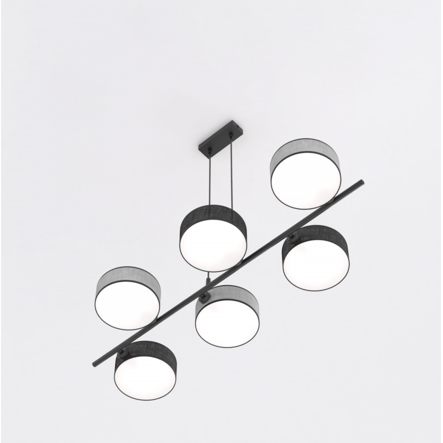 Hanglamp met kabel DRUMZ 6xE14/10W/230V zwart/grijs