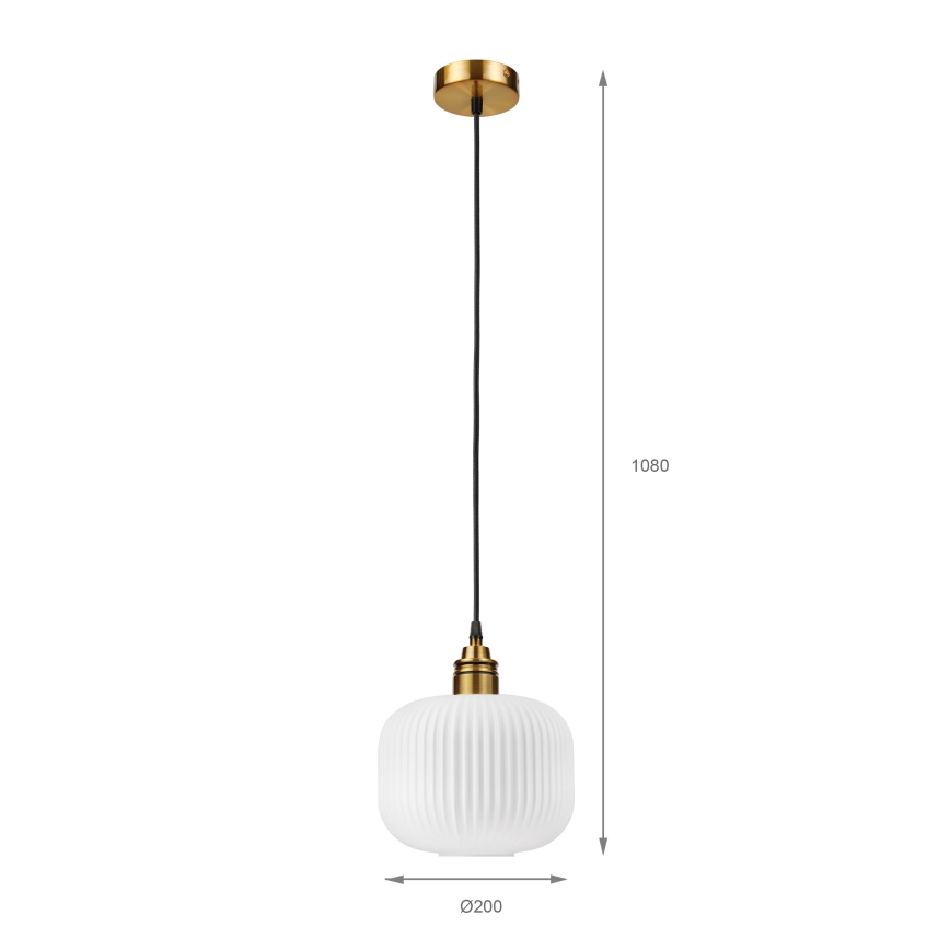 Hanglamp met kabel HECTOR 1xE27/15W/230V wit/messing Ø 20 cm