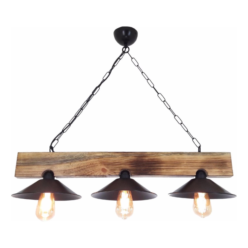 Hanglamp met kabel HEPSI 3xE27/40W/230V spar/walnoot