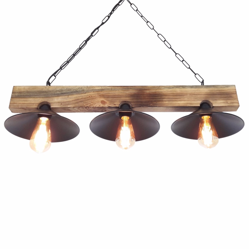 Hanglamp met kabel HEPSI 3xE27/40W/230V spar/walnoot