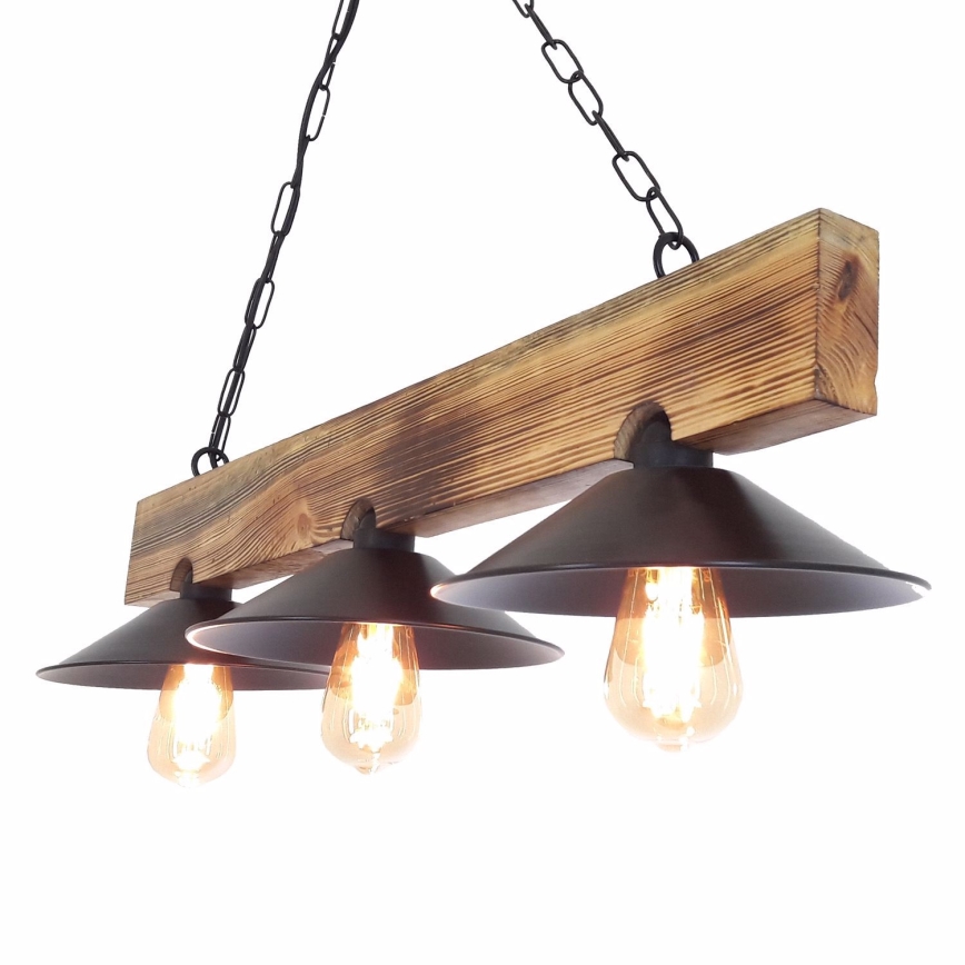 Hanglamp met kabel HEPSI 3xE27/40W/230V spar/walnoot
