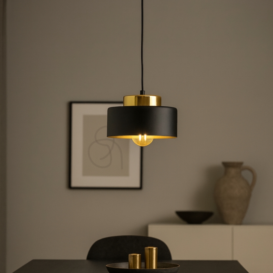 Hanglamp met kabel IGNIA 1xE27/60W/230V zwart/goud