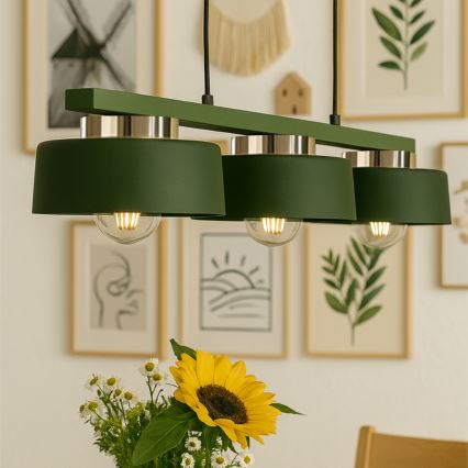 Hanglamp met kabel IGNIA 3xE27/60W/230V groen/goud