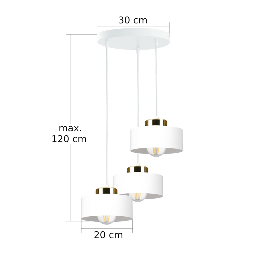 Hanglamp met kabel IGNIA 3xE27/60W/230V wit