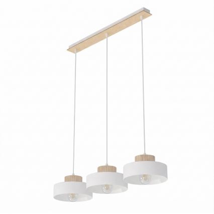 Hanglamp met kabel KIVI 3xE27/15W/230V wit