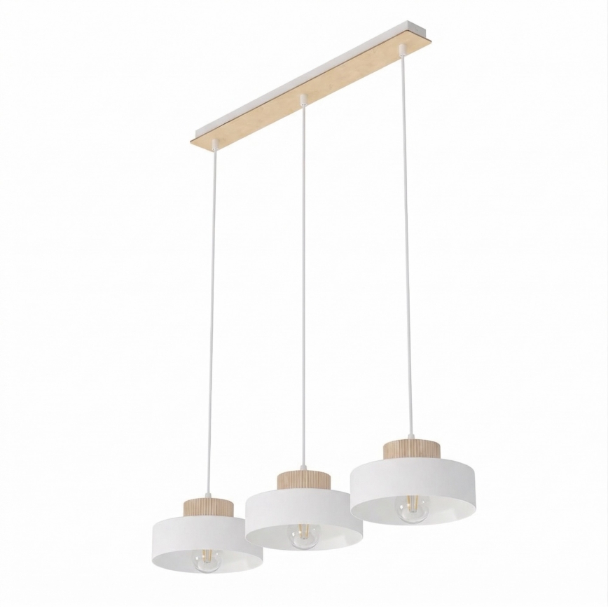 Hanglamp met kabel KIVI 3xE27/15W/230V wit
