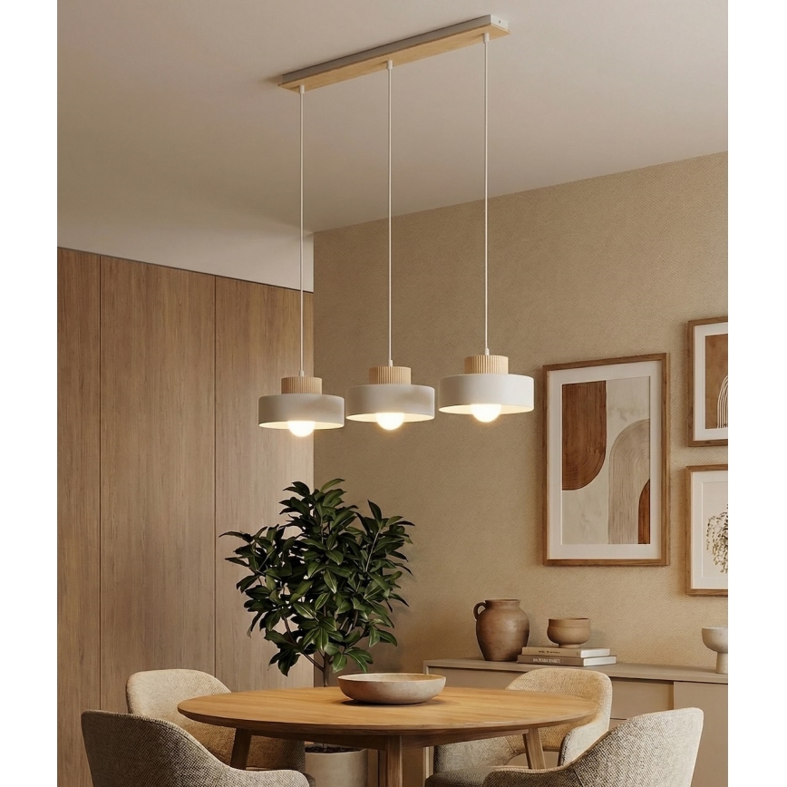 Hanglamp met kabel KIVI 3xE27/15W/230V wit