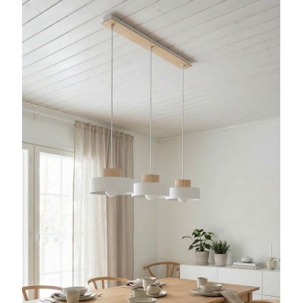 Hanglamp met kabel KIVI 3xE27/15W/230V wit