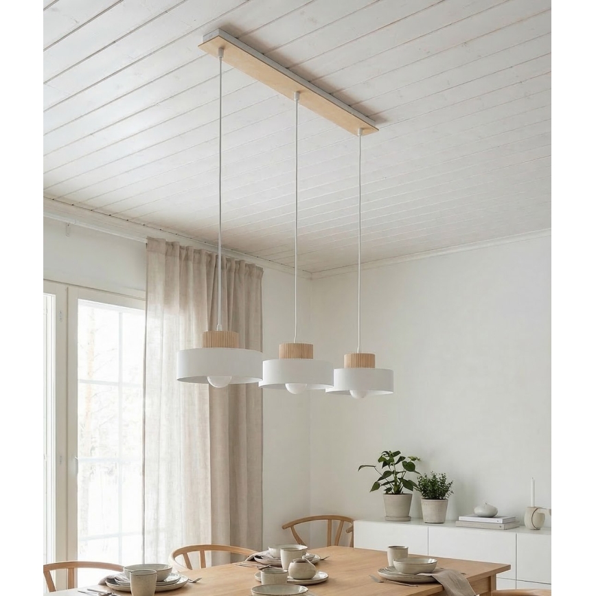 Hanglamp met kabel KIVI 3xE27/15W/230V wit