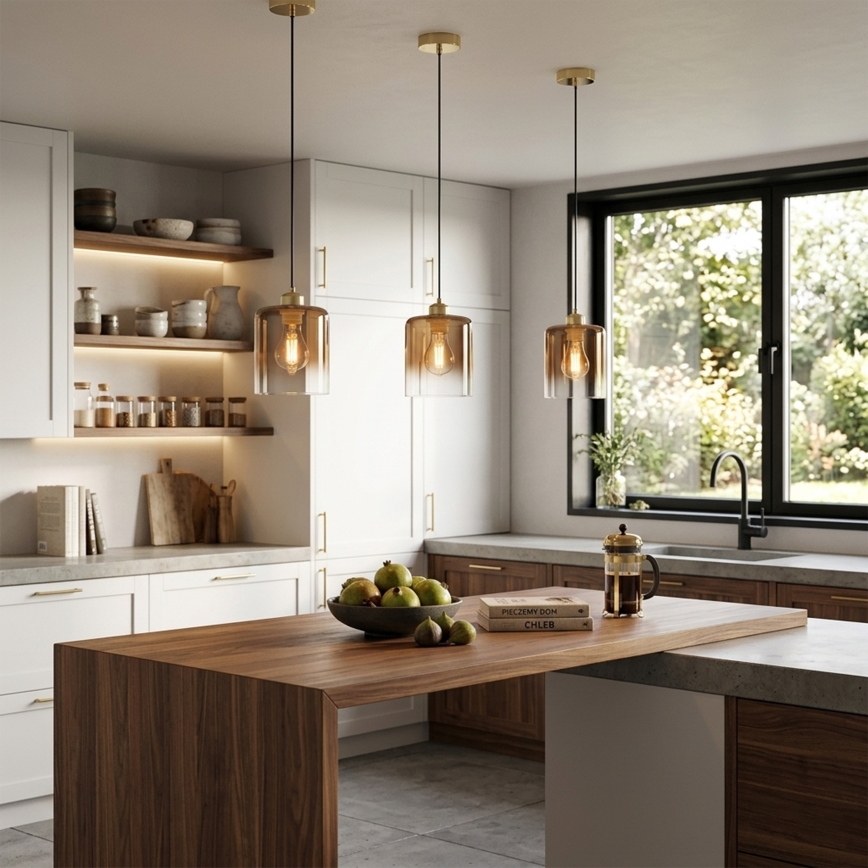 Hanglamp met kabel LIAH 1xE27/15W/230V goud/rookbruin