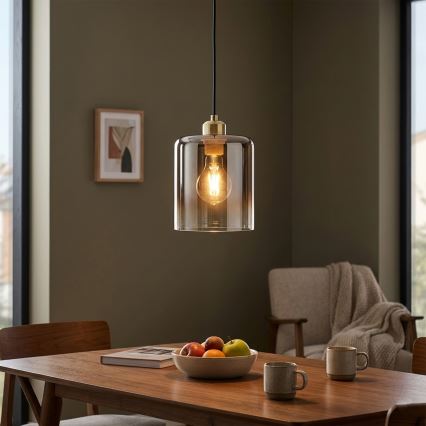 Hanglamp met kabel LIAH 1xE27/15W/230V goud/rookbruin
