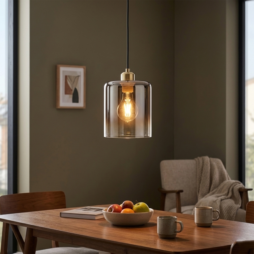 Hanglamp met kabel LIAH 1xE27/15W/230V goud/rookbruin