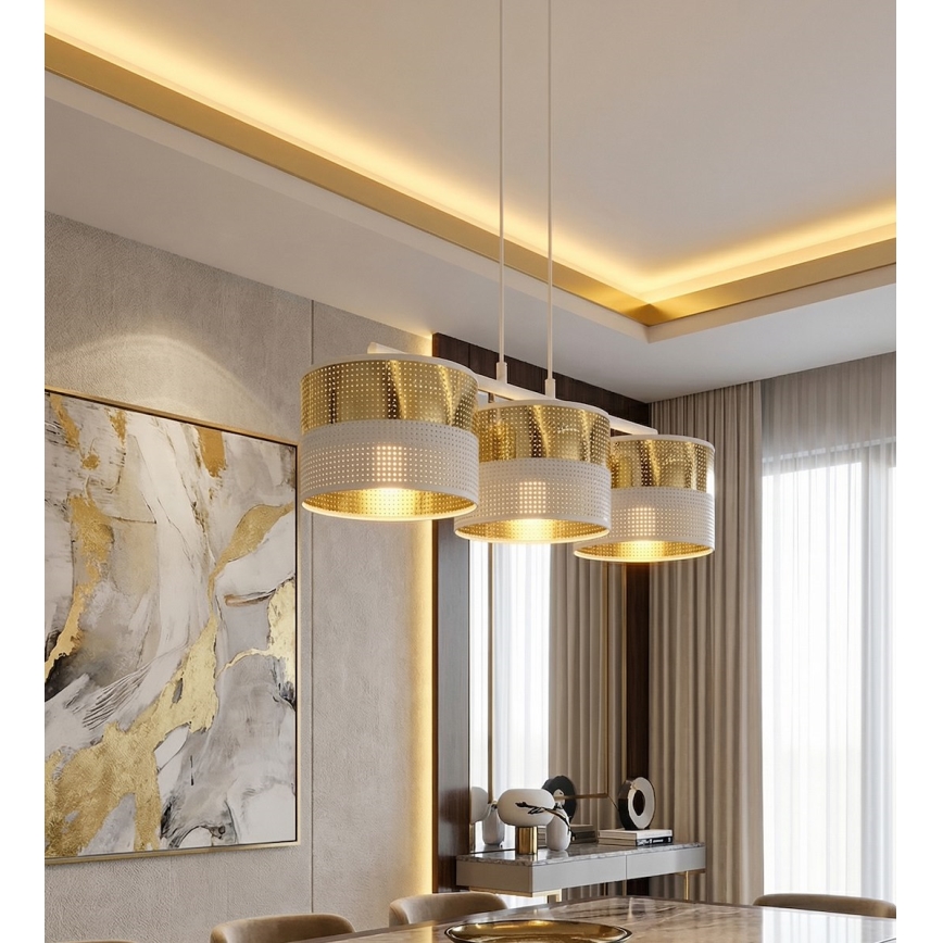 Hanglamp met kabel LUX 3xE27/15W/230V wit/goud