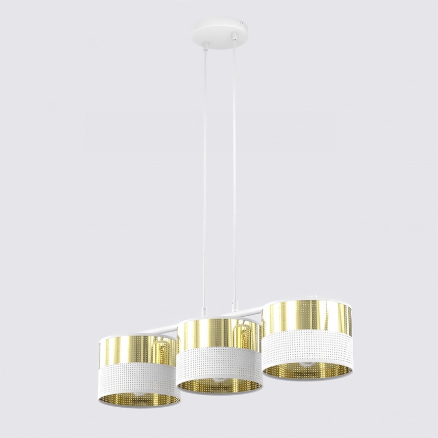 Hanglamp met kabel LUX 3xE27/15W/230V wit/goud