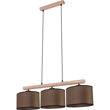 Hanglamp met kabel MERCEDES 3xE27/40W/230V bruin/eiken