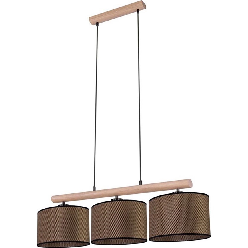 Hanglamp met kabel MERCEDES 3xE27/40W/230V bruin/eiken